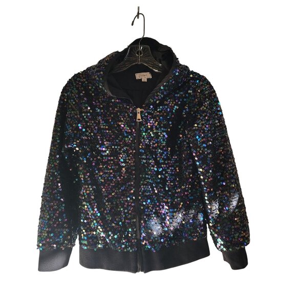 Disney Signed XL Black Sequin Zip-Up Hoodie Jacket - Picture 1 of 10